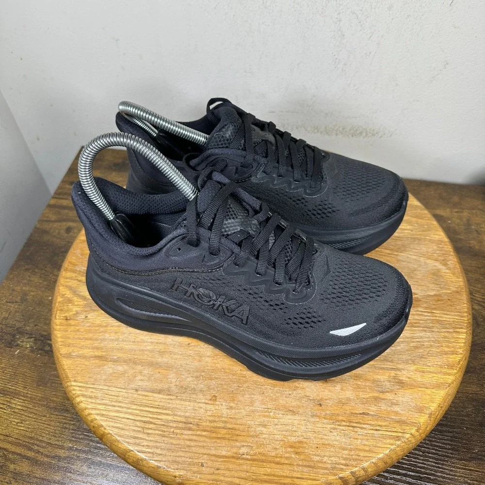 Hoka Bondi 9 Womens 6 B Black Black Running Shoes Sneakers 1162012 BBLC
